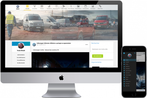 Copie d'écran de l'applictation ProductLink développée par arNuméral pour Volkswagen Groupe France et déployée chez Volkswgagen, Volkswafen Véhicules Utilitaires, Audi, Skoda et Seat 